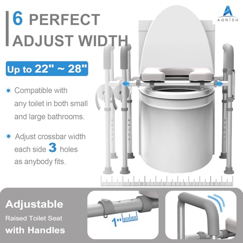 Agrish RAISED TOILET SEAT GREY Raised Toilet Seat With Handles thumb #1