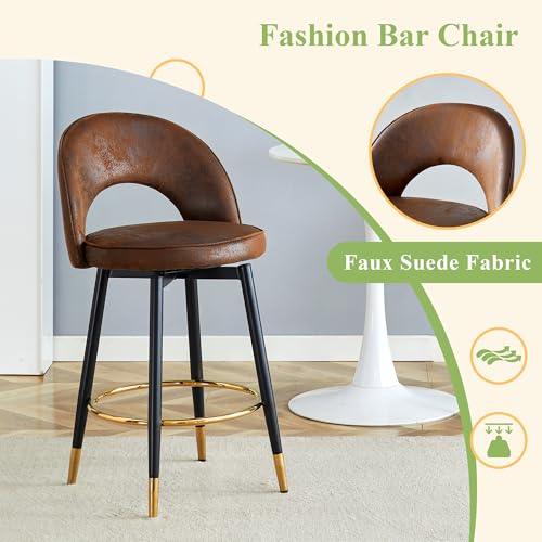Butacos de Barra Modernos Giratorios 360°, Juego de 2 Butacos con Tapizado en Poliuretano y Patas de Metal Negro, Altura para Barra, Ideal para Cocina, Comedor e Isla miniatura 5