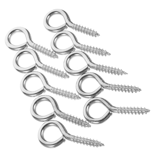PRETYZOOM 10 piezas Tornillos con Argolla de Ganchos de Atornillables de Niquelado para Fijación de Cables y Decoración Resistentes y Versátiles para Uso Interiores y Exteriores
