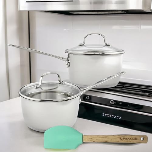 Cacerola de acero inoxidable de 2 cuartos Chef'S para evitar comidas quemadas 3