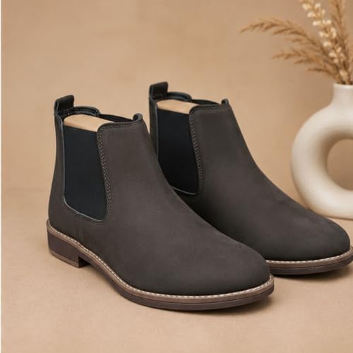 Image of Men's Chelsea Boots Suede Finish Slip-On Ankle Boots Elastic Side Panel Casual & Formal Wear