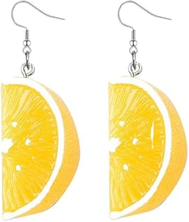 coadipress 3D Lemon Earrings for Women Fruit Earrings Lime Green Slice Realistic Citrus Lightweight Fruit Earrings Cute Tangerine Lemon Pendant Earrings Jewelry Gifts