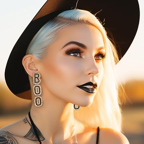 CLASSYZINT Halloween Earrings - Pumpkin Witch Dangle & Vampire Ghost Stud Earrings in Black, Orange, White4