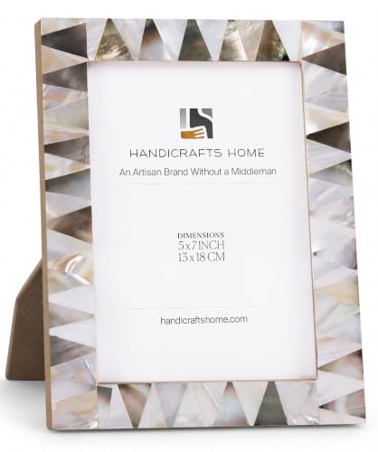 Handicrafts Home Handmade Decorative Mother of Pearl White Photo Frame, 5x7