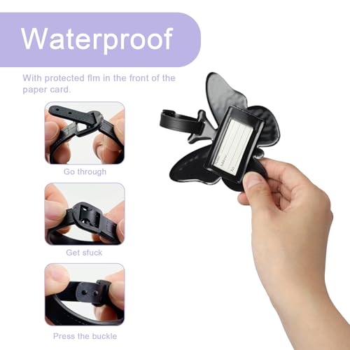 Purple Luggage Tag,2PCS Luggage Identifiers for Suitcases,Suitcase Tags,Personalized Cute Butterflies for Men and Women Travel Bags and Suitcases4