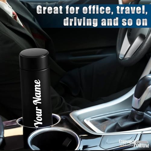 Image of CORPORATE PORIUM Your Name Printed Stainless Steel Bottle | Vacuum Insulated Bottle with Tea Filter | 500 ML | Easy to Carry | Leakproof Bottle Personalized Gift Flask | Permanent Printing (Crankle)