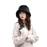 Wintermütze Damen Fischerhut Plüsch Winterhut Flauschig Schirmmütze Breit Krempe Bucket Hat Warm Halten Eimer Hut Weich Glockenhut Faltbar Damenhut Kunstfell Schlapphut Strickmütze Outdoor Reisen