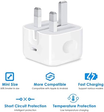 Charger Plug and Cable for iPad Pro 20W USB C Fast Charger with 2M USB C to C Cable for iPad Pro 12.9 5/4/3 Gen ,iPad Pro 11 3/2/1 Gen,iPad Air 4,Galaxy S22/S21 Ultra/Note 20/Note 10, Pixel 5 etc