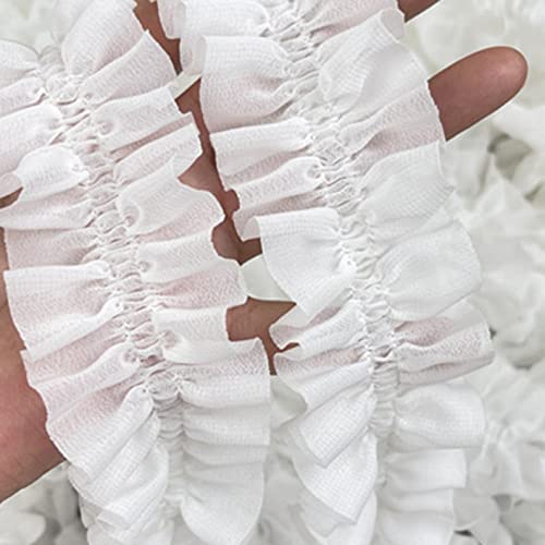 3 Yards Pleated Chiffon Fringe Ribbon Lace Ruffled Trim For Dress Collar Decoration Dress Clothing Sewing Edge Crafts #TOP3