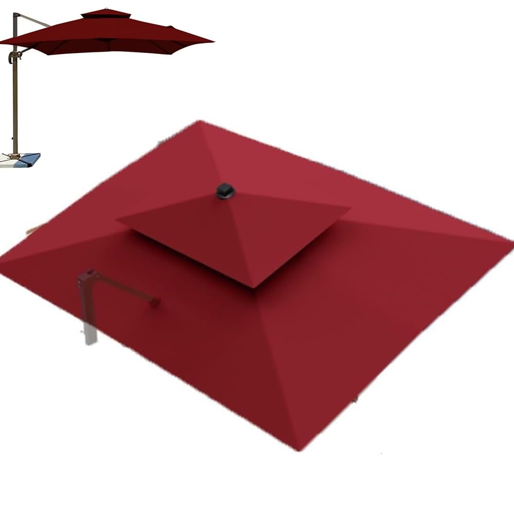 400×300cm Rettangolare Telo di Ricambio per Ombrellone A Sbalzo Telo di Ricambio per Offset/Ombrello 8 Stecche Rechange Telo per Ombrellone(Burgundy Double Top,10'x10')