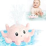 🐙💦【Detección Automática】No se requiere operación manual, después de colocar el juguetes bañera de pulpo en el agua, automáticamente comenzará a absorber agua del fondo y nadar, emitiendo luz y rociando agua. Si sale del agua, todos los efectos se detienen inmediatamente.