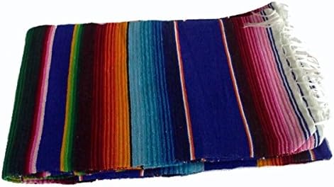 #203 Blue Sarape Blanket Wholesale Price 58"x80" Reversible Mexico Party Bright