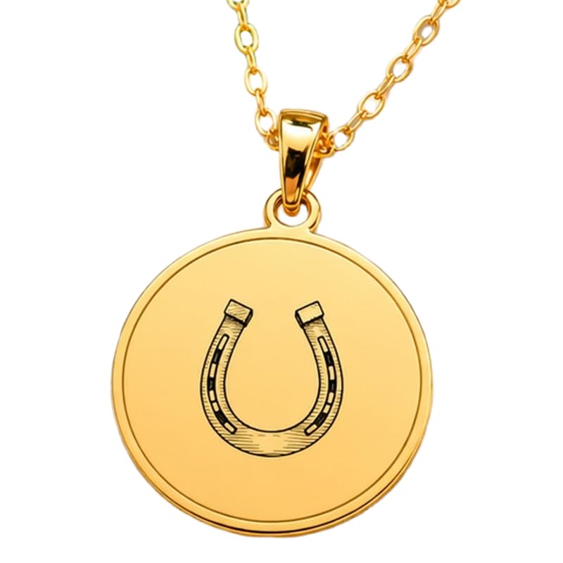 Collier fer à cheval en argent 925 doré fait main pour homme et femme
