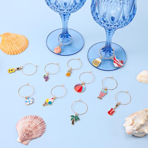 Telooco 24Pcs Wine Glass Charms, Personalized Drink Charms Funny Wine Glass Identifiers for Tasting Party Decorations - Thumbnail 5