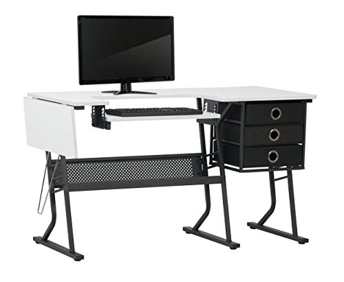 Sew Ready Eclipse Ultra Hobby Machine Top Storage Drawers + Large Lower Shelf-Can Also Be Used as Computer Desk Sewing Table, Black/White - Thumbnail 4