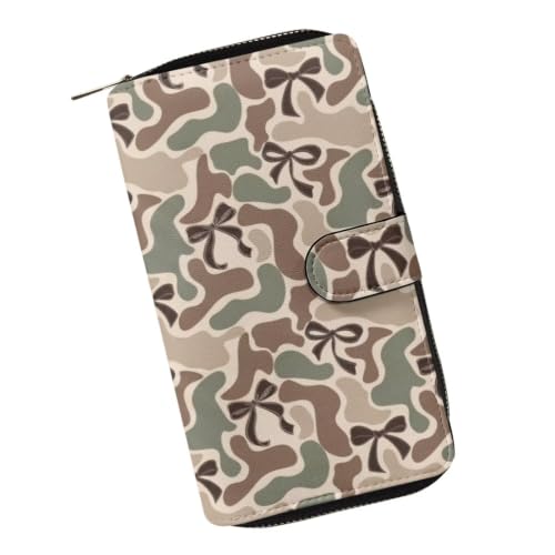 Image of COEQINE Ladies Wallets Pink Leopard Heart Black Printed Leather Phone Long Clutch Purses Check Coin Change Holder