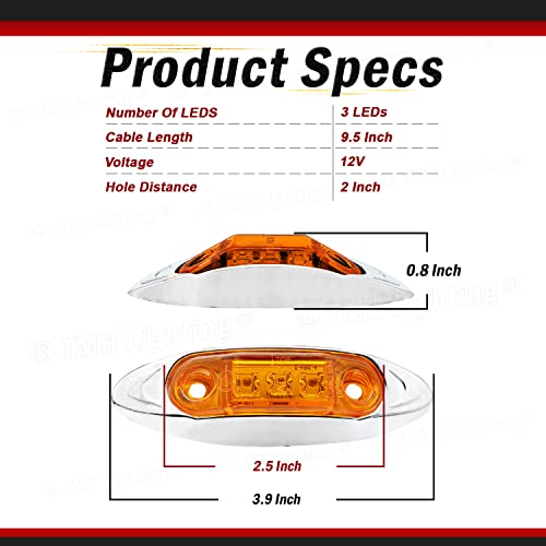 Tmh Mini Side Led Marker ( Qr Model ) 5 Amber + 5 Red With Chrome Bezel, For Truck Trailer Boat Atv Marine 12V Dc #TOP2