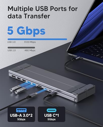 Mukiya 10 in 1 USB C Laptop Dock Stand 4K Triple Monitor with PD 100W - image 4