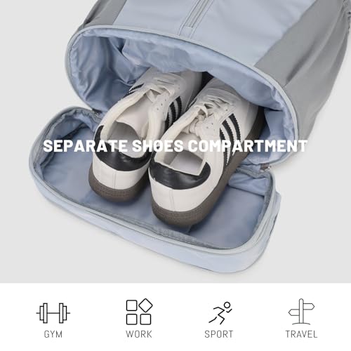 mygreen Gym Drawstring Backpack with Shoe Compartment – Waterproof Sports Bag, Lightweight & Breathable for Gym, Travel, Yoga | Large Capacity, Foldable Design Black4