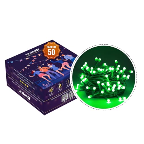 Image of Lexton 40 LED Power Pixel Serial String /Fairy Light | Plug Sourced | Suitable for Home & Outdoor Decoration, Diwali, Christmas, Ramadan, Wedding, Party, Festival (Pack of 50, Green)