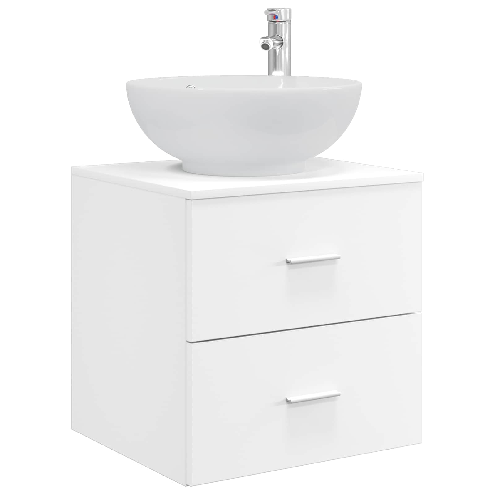 Vidaxl White Wall-Mounted Sink Vanity 49.5 X 44.5 X 66.5 Cm, Modern Bathroom Storage, Engineered Wood Vanity, Space Optimizing Sink Solution, Chic Wall-Mounted Fixture For Organization