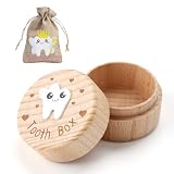 Novstuf Scatola per fatina dei denti, scatola per i denti con borsa per fatina dei denti, kit per fatina dei denti, in legno intagliato in 3D, regalo per conservare i denti caduti - 2 pezzi - d