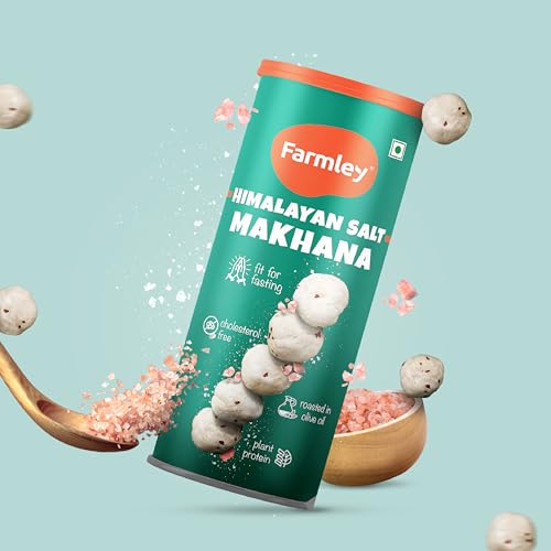 Image of Farmley Roasted Makhana, Himalayan Salted Flavour | 77g Each | Healthy Snack Roasted in Olive Oil | Guilt-Free & Crunchy Munchies | Pack of 2