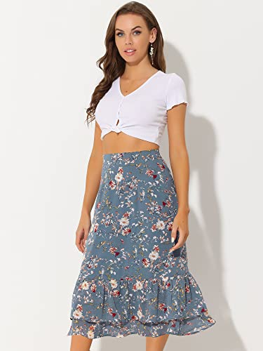 Image of Allegra K Women's Printed Skirt 2025 Weekend Trendy Summer Chiffon Ruffle Tiered Flowy Midi Skirts