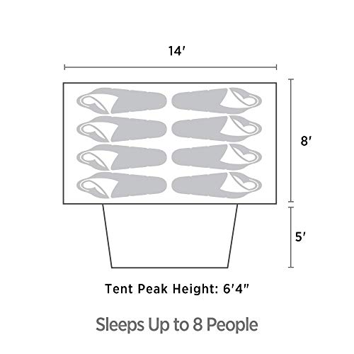 Outbound 8 Person 3 Season Lightweight Easy-Up Dome Camping Tent With Room Divider, Heavy Duty 600Mm Coated Rainfly And Screened-In Front Porch, Blue #TOP6