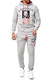 EGOMAXX Herren Trainingsanzug Pablo Escobar Jogginganzug Basic Casual Streetwear Sportanzug Gym Set Hoodie & Pants, Farben:Grau, Größe Hosen:XL