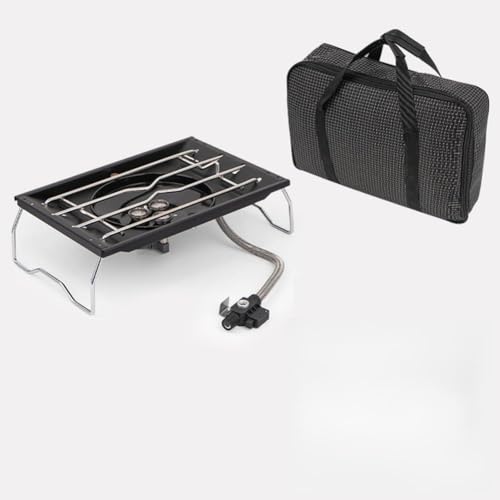 NINMORTH Estufa portátil de camping de 6000 W, quemador de gas isobutano de calentamiento rápido con control de llama para cocinar al aire libre