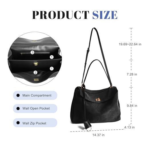 Image of hedexe Genuine Leather Tote Bag for Women: Soft Cowhide Shoulder Handbags for Ladies - Satchel Purse for Travel Work(Large)