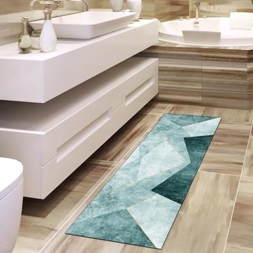 Alfombra abstracta moderna cian 80x100 para decoración sofisticada de pasillo 4