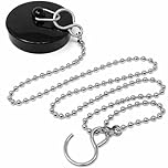 Smith’s® (38.5mm-40mm) Black Plug & Chain - Bathtub, Bathroom, & Kitchen Sink Plug | 48cm Strong Stainless Steel Ball Chain With S-Hooks | Comes Pre-Assembled