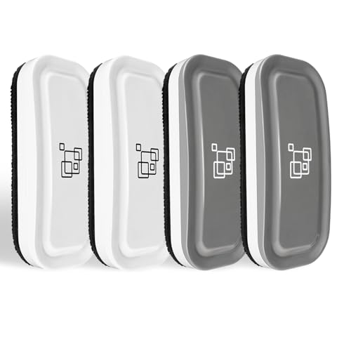 Image of maxtek Magnetic Dry Erase Eraser, 4 Pack, 2 Gray + 2 White