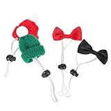 Milisten 1set Mini Woolen Pet Hats Bow Ties for Hamsters Reptiles Chickens Christmas Costume Accessories for Festive Celebrations