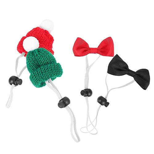 Milisten 1set Mini Woolen Pet Hats Bow Ties for Hamsters Reptiles Chickens Christmas Costume Accessories for Festive Celebrations