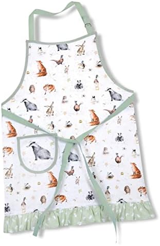 Pimpernel Wrendale Designs Cotton Apron | Adjustable Neck Strap | Chef Apron with Pockets | Kitchen Apron with Animal Motifs | Machine Washable | Measures 24.4" x 32.7"