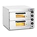 Royal Catering Four à Pizza Electrique RCPO-3000-2PS-1 (2 chambres de cuisson, chaleur réglable séparément, 2 base en chamotte 40x40x1,5cm, fonction minuterie jusqu'à 120 min)