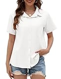 【Chemisiers à Manches Courtes pour Femmes】Ce t-shirt à manches courtes est idéal pour diverses occasions : travail, maison, fêtes, shopping ou rendez-vous, tandis que sa coupe ample souligne votre charisme.
