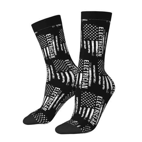 American Flag Electrician Socks For Men Women Gift Sport Crew Socks Funny Wicking Socks