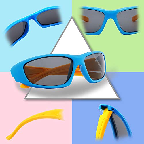 image for RIVBOS Sunglasses for Kids Polarized with Strap Rubber Flexible Shades