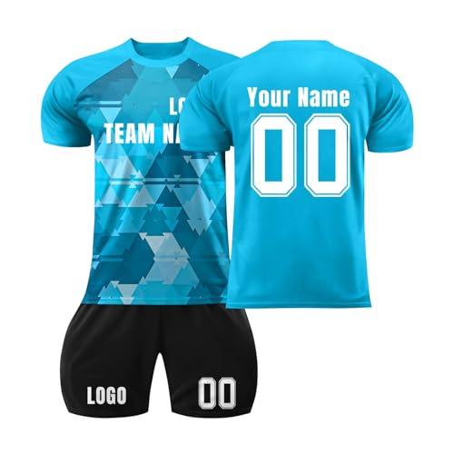 Camiseta de Fútbol Personalizadas para Hombres y Niño, equipación de Fútbol DIY Nombre y Número con Conjunto Top Pantalón y Calcetines Regalo de Fútbol