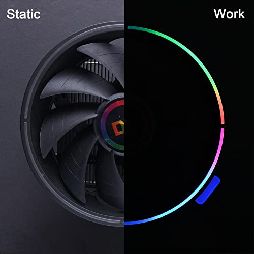 Onewatt DS Black CPU Cooler, 1500RPM RGB Air Cooler, Aluminum Extrusion Cooling 2 Heat-Pipes, 120mm Fan, Fins Bending, Lighting for Intel LGA 775/1155/1156/1366 (C Series) - Image 4