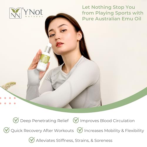 Sports Oil Muscle Rub with Pure Emu Oil, Omega 3 6 9, Tea Tree, Vitamin E, & Essential Oils - 100mL Deep Heat Rub for Joint, Back, Muscle Stiffness, Cramps & More by Y-Not Natural - Image 3