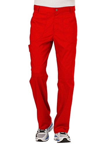 Cherokee Mens Scrub Pants With Cargo Pockets, Two-Way Stretch Modern Fit Drawstring Pants Ww140, M, Red #TOP7
