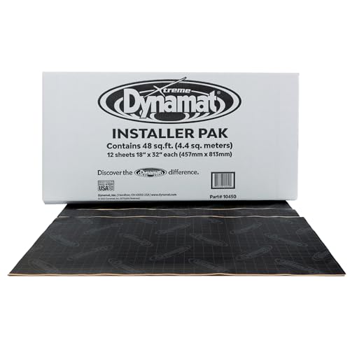 Dynamat Xtreme Sound Deadening Car Insulation Installer Pack Noise Dampening for Floor Doors Panels Hood or Trunk Easy Self Adhesive Install Made in USA 12 18x32 Sheets 48 sq ft Total