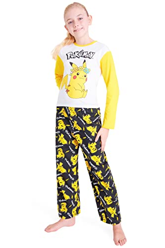 Pokemon Pijama para Niñas 5-14 Años Pikachu (9-10 Años, Amarillo/Negro)