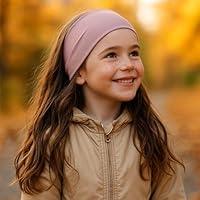 Wollhuhn ÖKO Kinder/Jungen/Mädchen Cooles Elastisches Stirnband/Haarband Bequem Zweilagig Jersey Viele Motive (Einfarbig Blush)