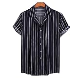 3. Características: toda la camisa está diseñada con rayas verticales, camisas de rayas verticales y camisas hawaianas informales con solapa de manga corta y botones.